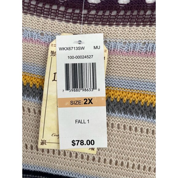 Democracy Loose Knit Striped Sleeveless Duster Cardigan Sweater Women's 2X NEW - Picture 5 of 9